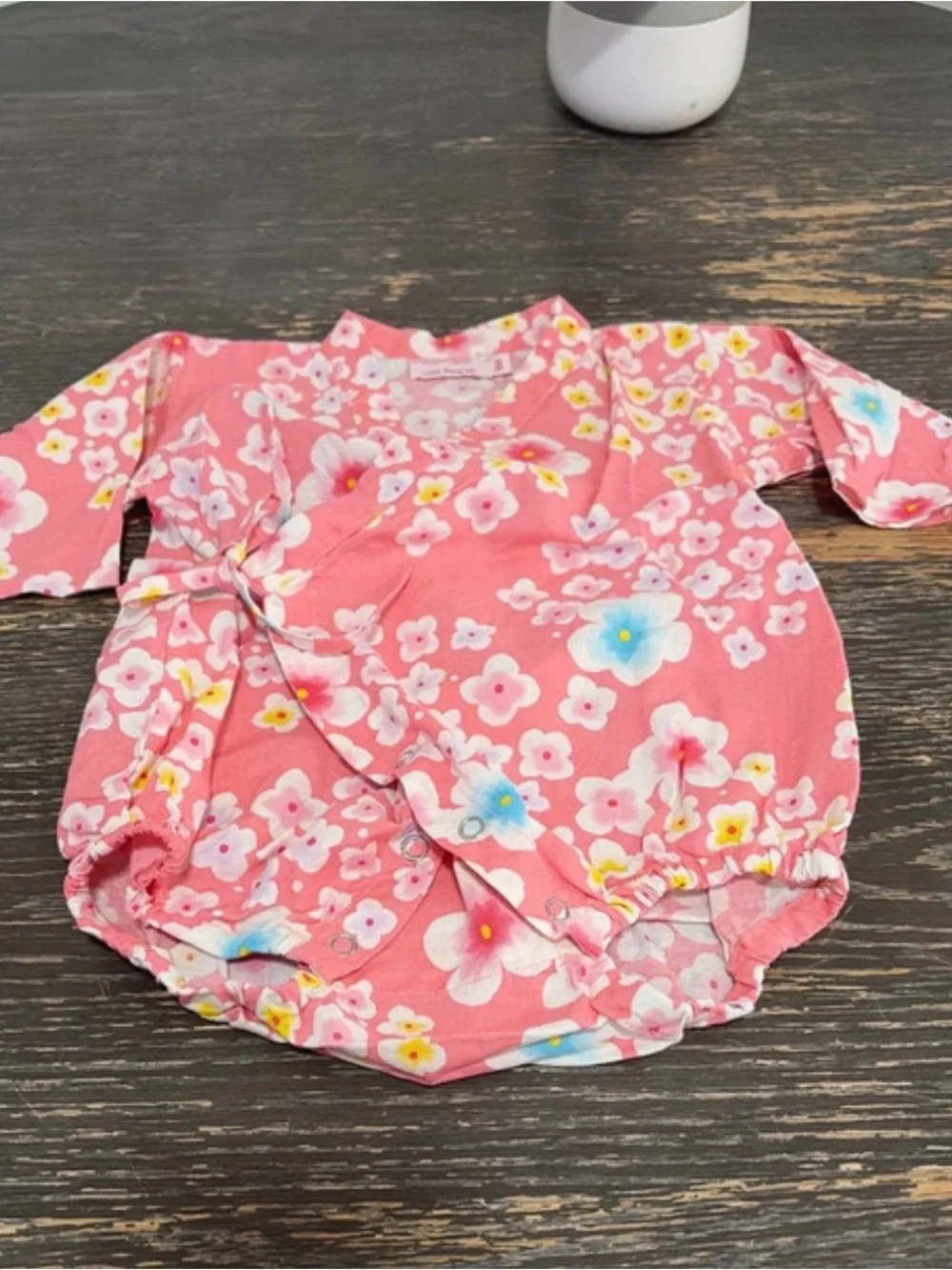 Pink Floral Wrap Baby Bodysuit Romper